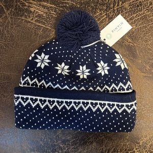 Pinyin Hat/Beanie Navy With White Snowflakes-NWT